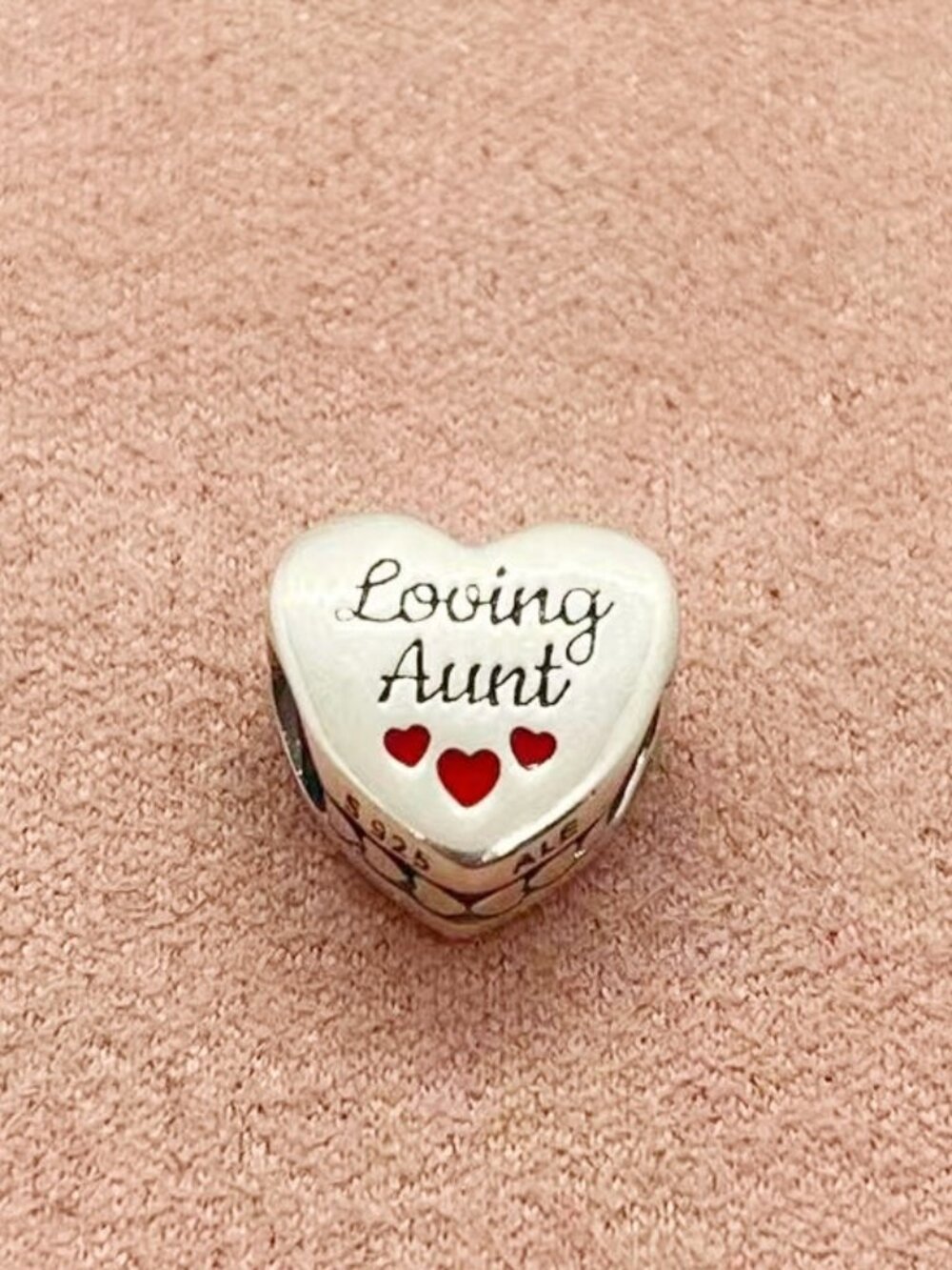 Pandora Loving Aunt Clear Cz Charm Heart Bead Charm Pendant S925 Sterling Silver